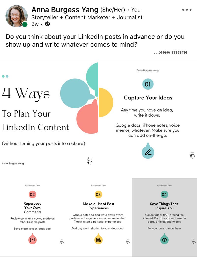 LinkedIn Carousel displaying separate images.