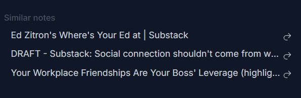 a screenshot of related notes in Reflect