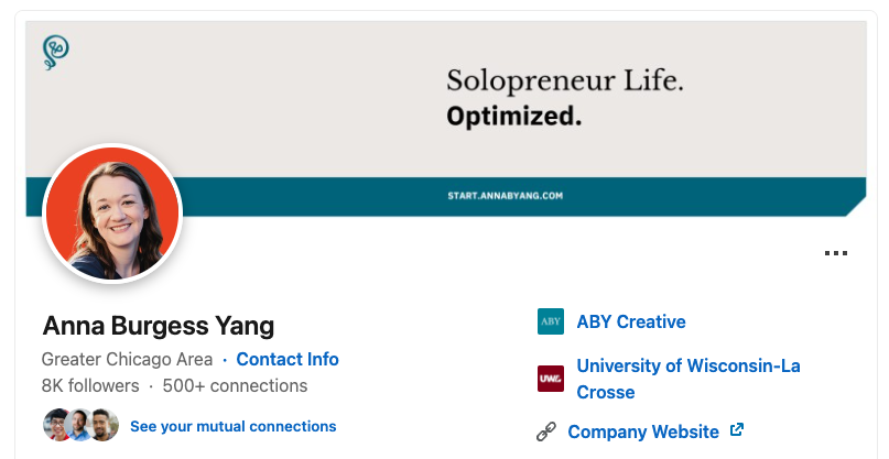 LinkedIn page for Anna Burgess Yang