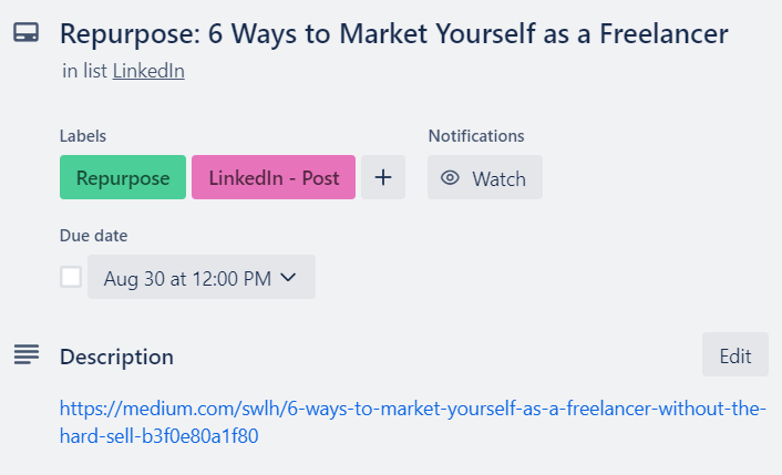 An image in Trello