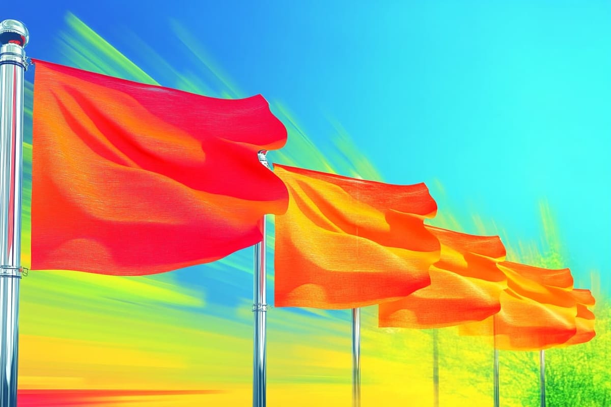 A digital illustration of five red flags