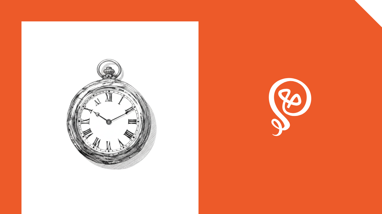 line drawing of a clock with the Building Solo logo