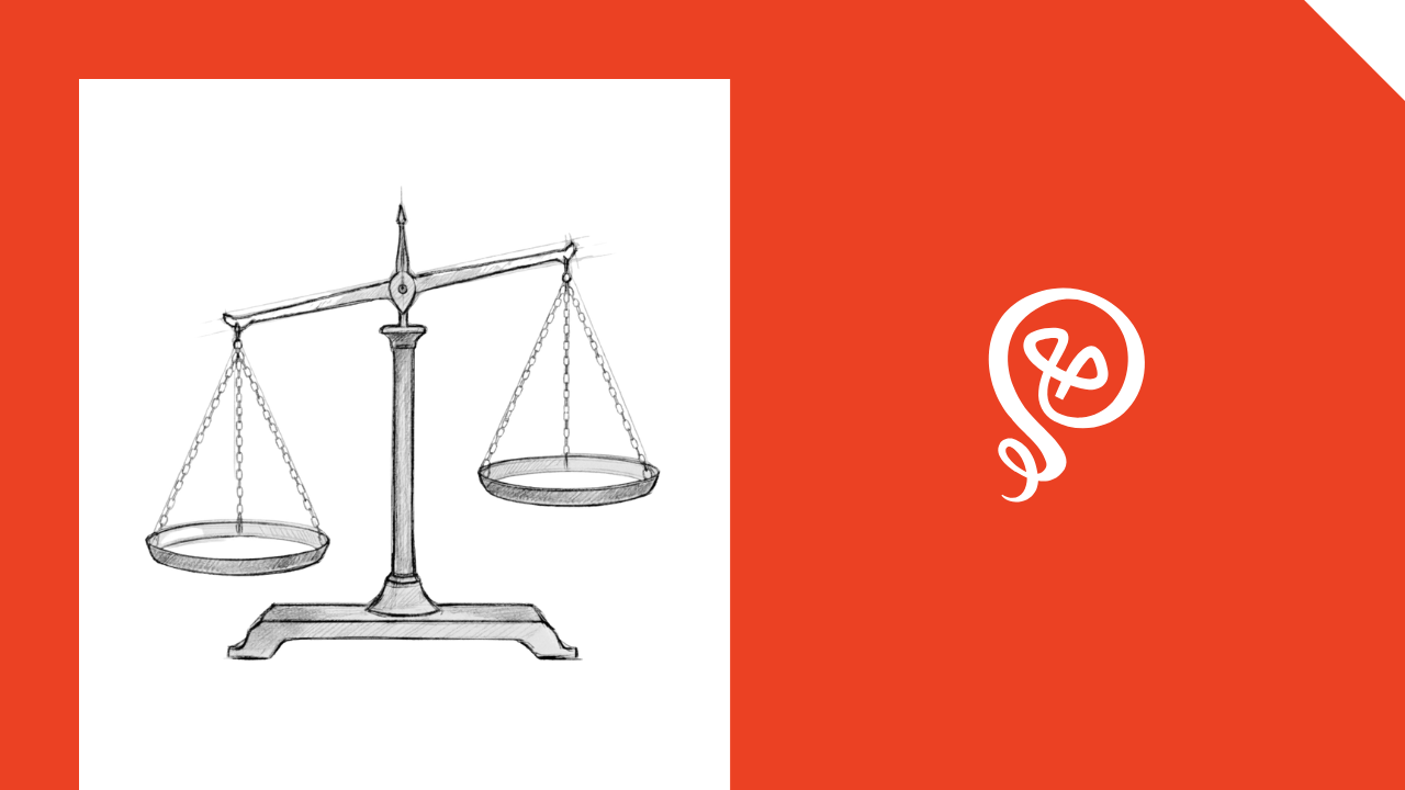 Line drawing of a scale with the Building Solo logo