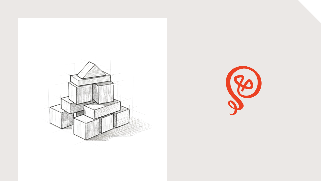 Line drawing of building blocks with the Building Solo logo