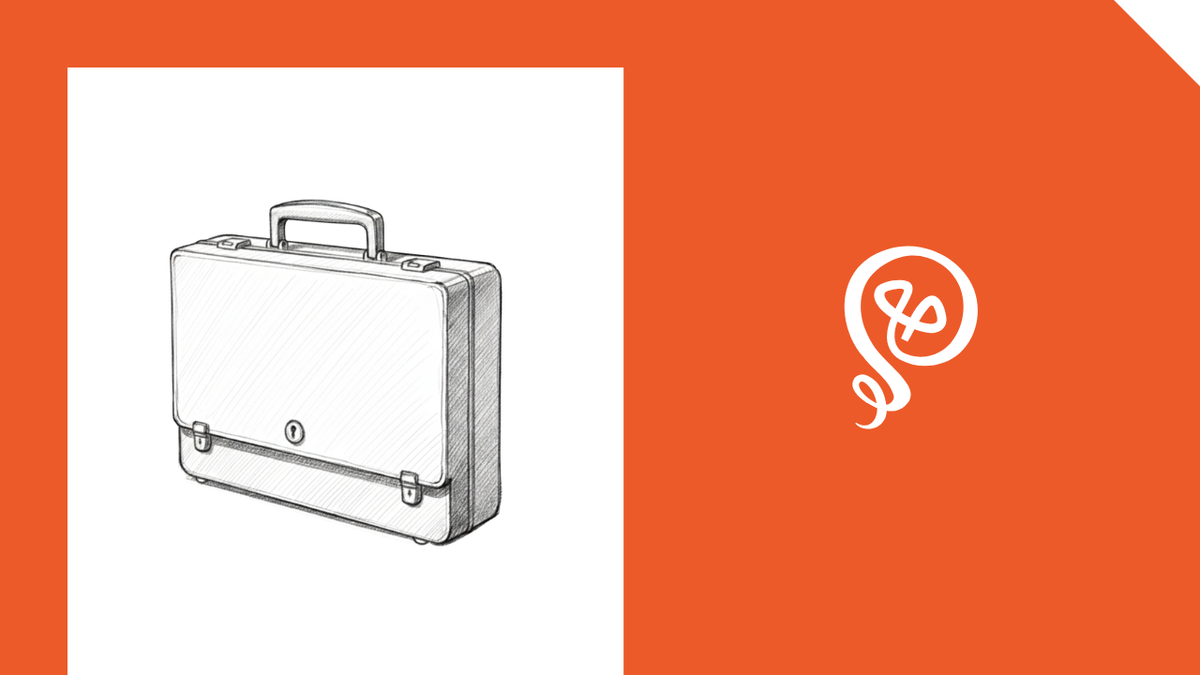 Line drawing of a briefcase with the Building Solo logo