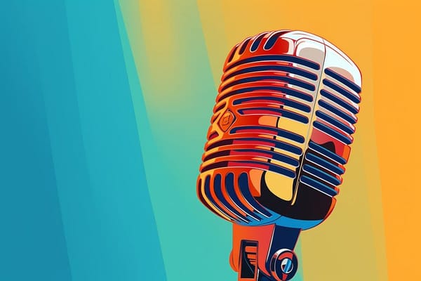 Pop art illustration of an old-fashioned microphone