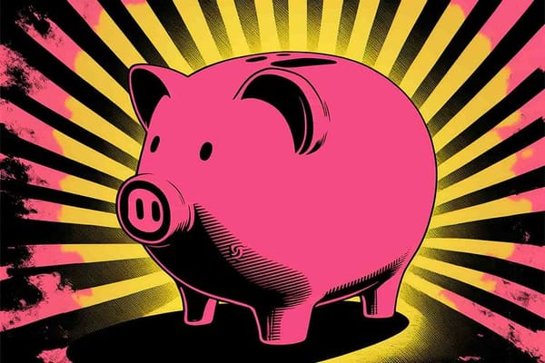 a pink piggy bank, pop art