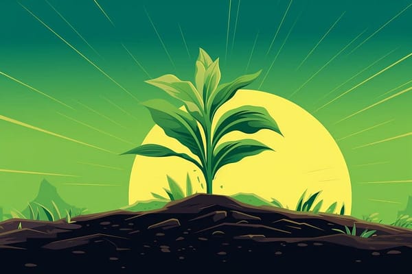 pop art illustration of a plant sprouting from the earth