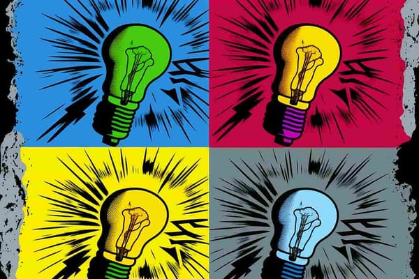 pop art illustration of four light bulbs