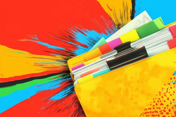 Digital illustration of a folder with different tabs and files