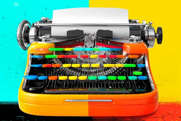Digital image of a neon old-fashioned typewriter