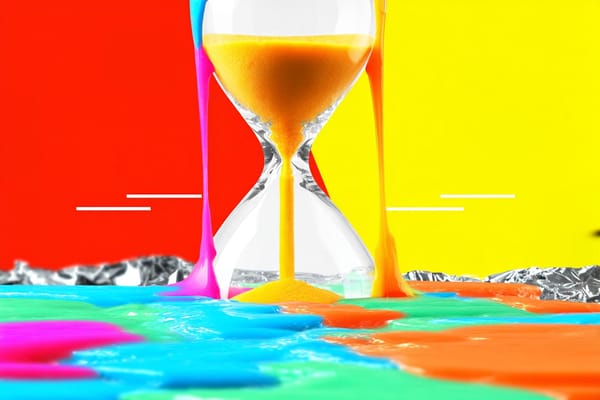Digital illustration of a melting hourglass