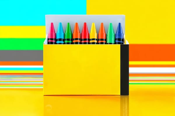 digital illustration of a box of crayons