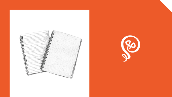 line drawing of two notebooks and the Building Solo logo