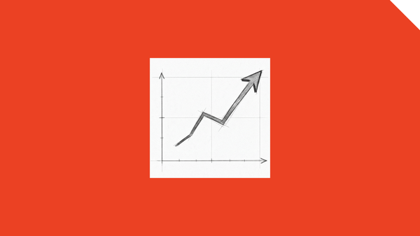 Line drawing of a chart with an arrow pointed upwards