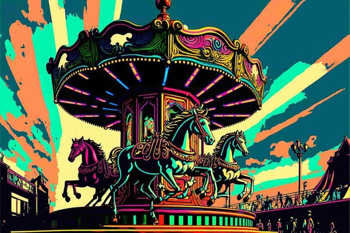 Carousel horses, pop art